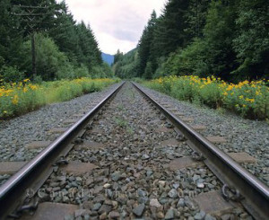 Railway Tracks near Yale, British Columbia, Canada, North America.